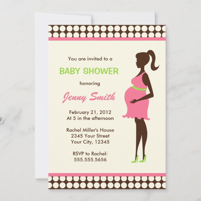 Invitación Mujer embarazada Baby Shower (Anverso)