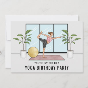 Invitación Mujer en postura de bailarina Fitness Yoga Fiesta