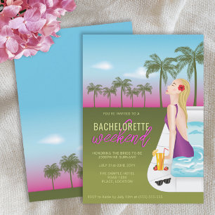 Invitación Mujer En Una Piscina Bachelorette Recorrido De Fin