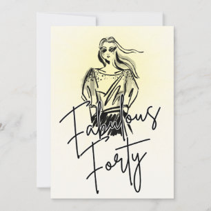Invitación Mujer Fabulosa Cuarenta Boceto Blanco Cumpleaños 4