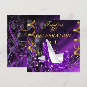 Invitación Mujer fabulosa de 40 años, tacones altos dorados y