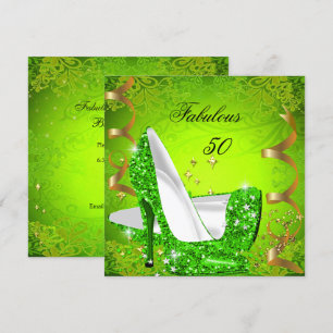 Invitación Mujer fabulosa de 50 años, fiesta de oro verde lim