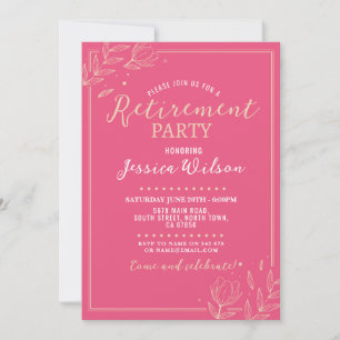 Invitación Mujer: Fiesta de retiro sorpresa rosa