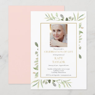 Invitación Mujer Foto Funeral Celebración de la Vida