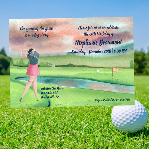 Invitación Mujer golfista balanceándose Sesenta 60 cumpleaños