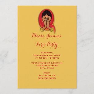 Invitación Mujer hindú en pose Namaste Fiesta genérica