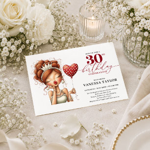 Invitación Mujer humor chic cumpleaños 30 cumpleaños rojo int