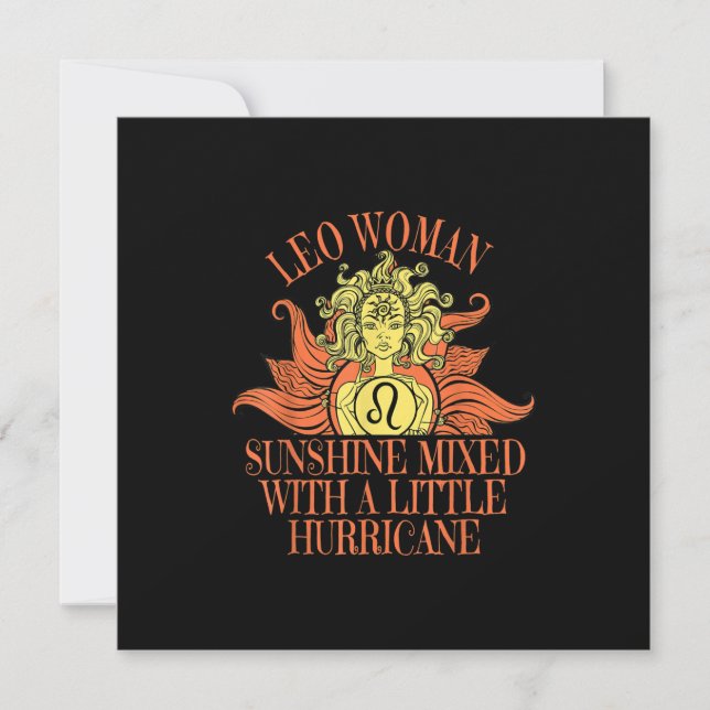 Invitación Mujer Leo Signo Zodiacal Cumpleaños de Julio Agost (Anverso)