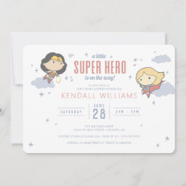 Invitación Mujer Maravilla y superchica | Super Hero Baby Sho