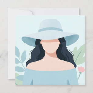 Invitación Mujer Misteriosa con Sombrero de Ala Ancha