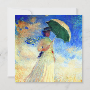 Invitación Mujer Monet con una sombrilla a la derecha