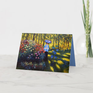 Invitación Mujer Monet con una sombrilla en el jardín
