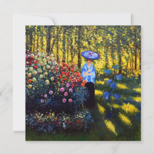 Invitación Mujer Monet con una sombrilla en el jardín