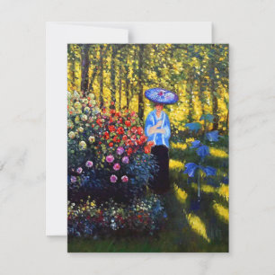 Invitación Mujer Monet con una sombrilla en el jardín