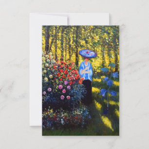 Invitación Mujer Monet con una sombrilla en el jardín