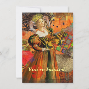 Invitación Mujer Naranja Aries: Collage de Arte Antiguo de Ca