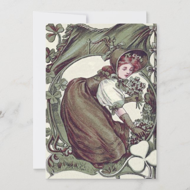 Invitación Mujer Picando Shamrock Shamrock (Anverso)