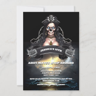 Invitación Mujer pirata tormentosa fiesta de cumpleaños del o