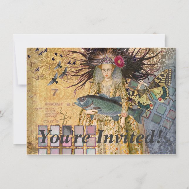 Invitación Mujer Piscis Vintage Gótico Clásico (Anverso)