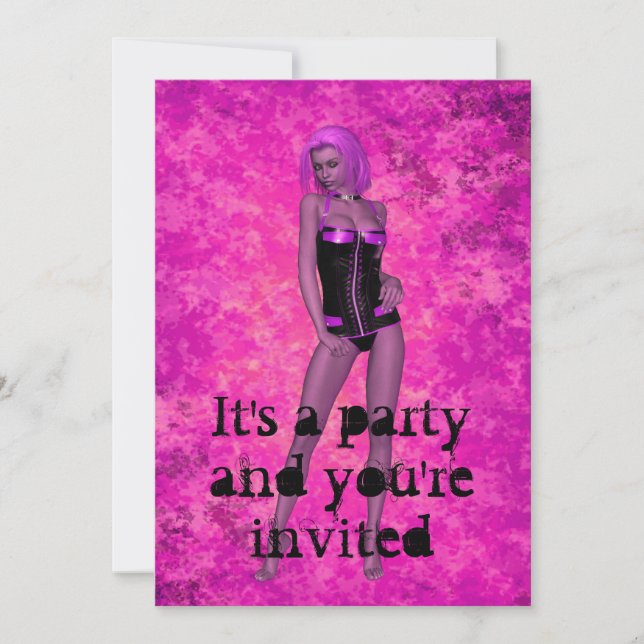 Invitación Mujer punk rave (Anverso)