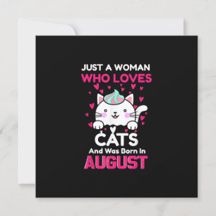 Invitación Mujer Que Ama Los Gatos Y Nació En Agosto