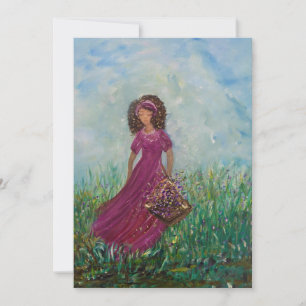Invitación Mujer recogiendo flores, quemando en blanco toda t