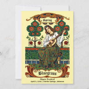 Invitación Mujer Retro Art Nouveau con Festival de Música de