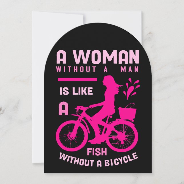 Invitación mujer rosa sin hombre como feminista de la bicicle (Anverso)