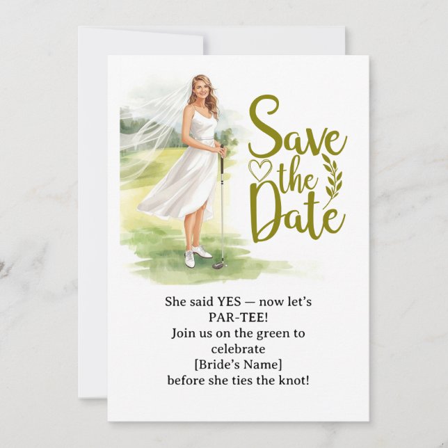 Invitación Mujer Soltera de Golf Está Jugando Golf  (Anverso)