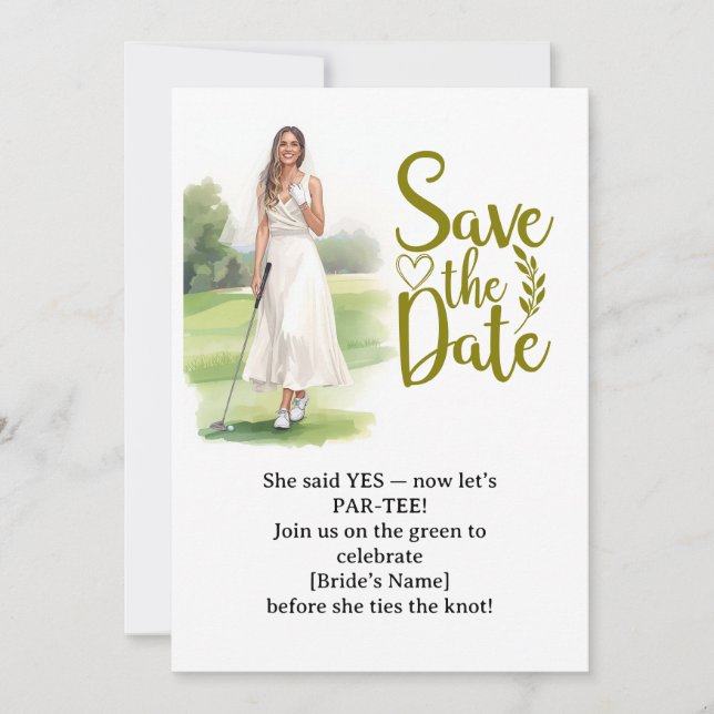 Invitación Mujer Soltera de Golf Está Jugando Golf  (Anverso)