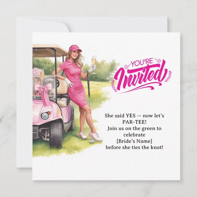 Invitación Mujer soltera de golf Golfista está jugando golf  (Anverso)