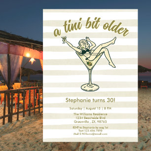 Invitación Mujer Un Poco Más Grande Martini Retro Cumpleaños