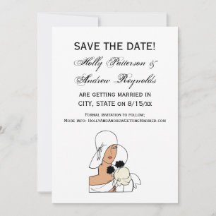 Invitación Mujer Vintage Art Deco con Flores que Lleva Sombre