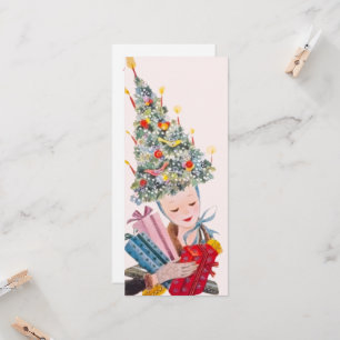 Invitación Mujer Vintage con sombrero de árbol de Navidad Tar