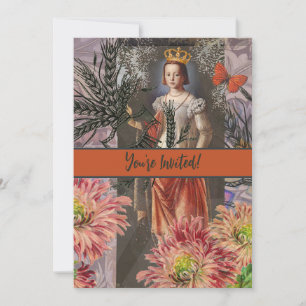 Invitación Mujer Virgo Retrato Antiguo Colorido Rico