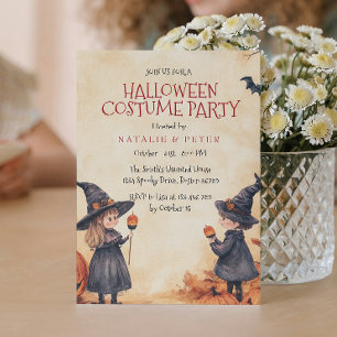 Invitación Mujer Y Chica Fiesta De Disfraces De Halloween