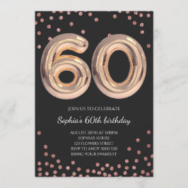 Invitación Mujeres 60 cumpleaños 60 Rosas de oro elegante