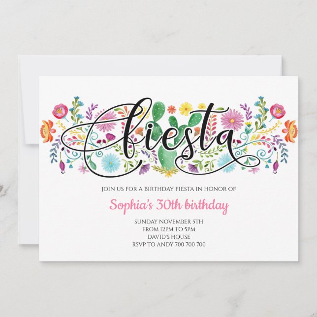 Invitación Mujeres adultas Fiesta Fiesta Cactus Cumpleaños Me (Anverso)