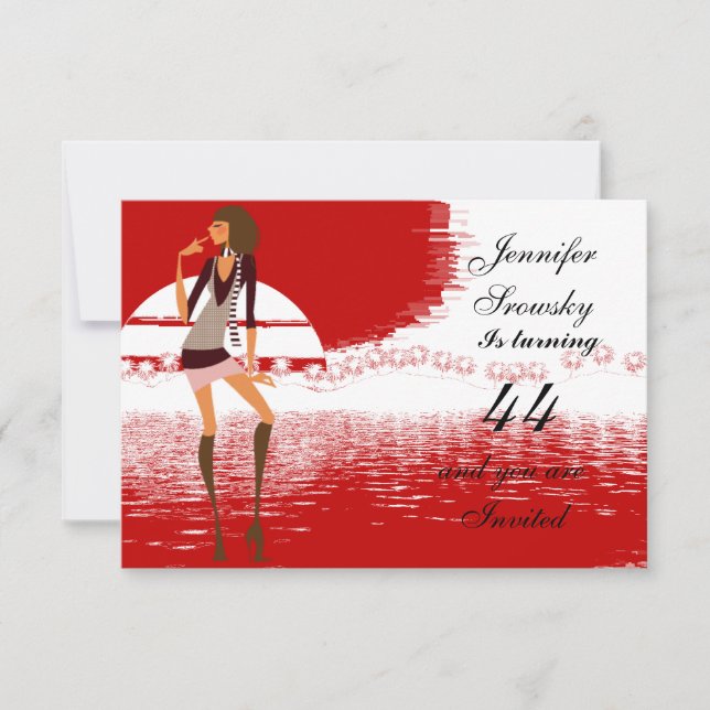 Invitación Mujeres de color rojo (Anverso)