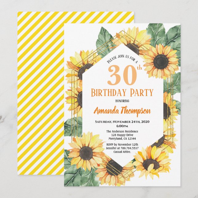 Invitación Mujeres de la celebración de la Fiesta del cumplea (Anverso / Reverso)