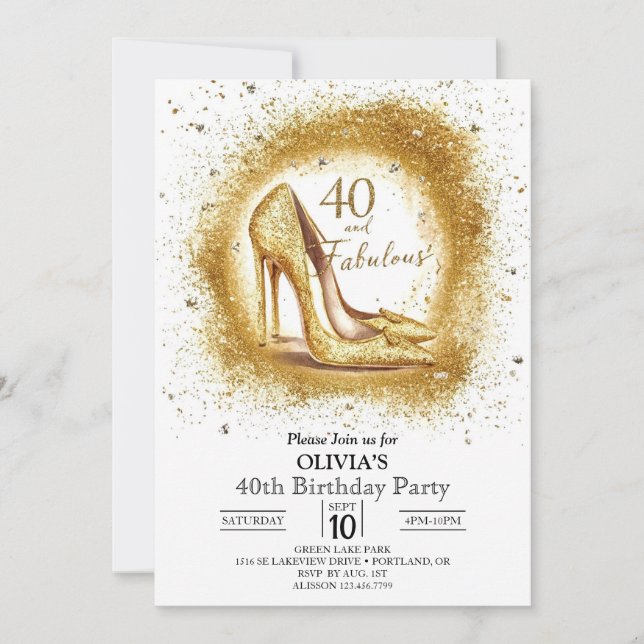 Invitación Mujeres Elegantes Oro Digital 40 Años (Anverso)