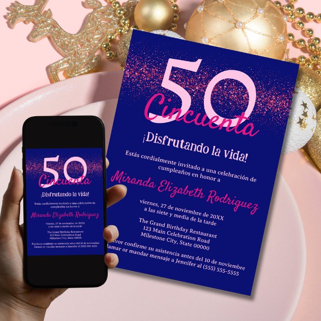 Invitación Mujeres elegantes rosadas rosadas de la Marina Esp (Subido por el creador)