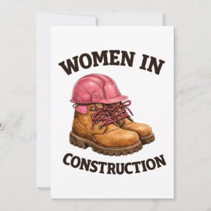 Invitación Mujeres en botas de trabajo de construcción y casc