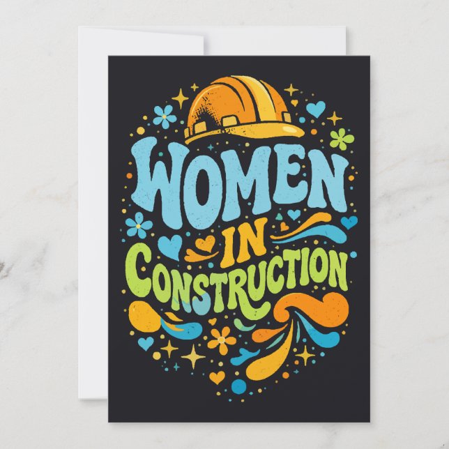 Invitación Mujeres en la Construcción Empoderamiento Retro (Anverso)