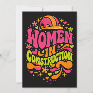 Invitación Mujeres en la Construcción Empoderamiento Retro