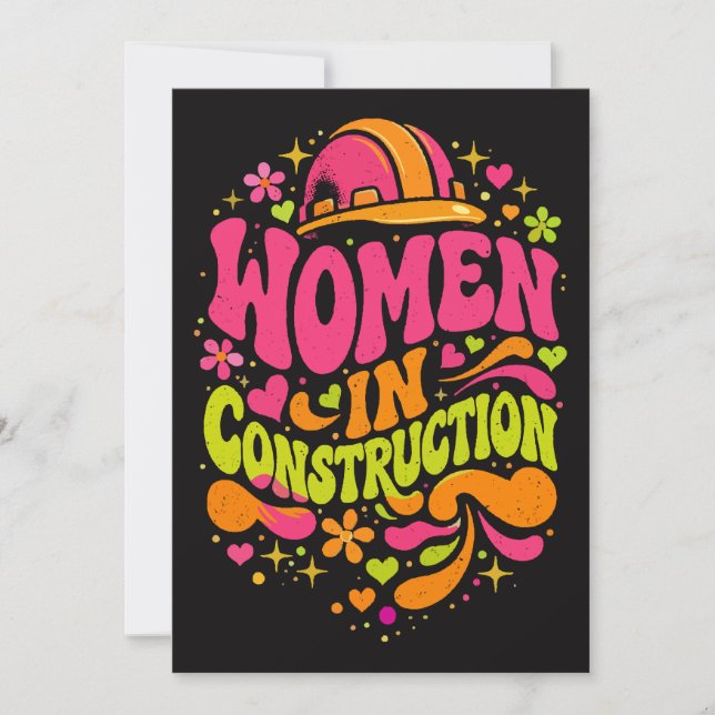 Invitación Mujeres en la Construcción Empoderamiento Retro (Anverso)