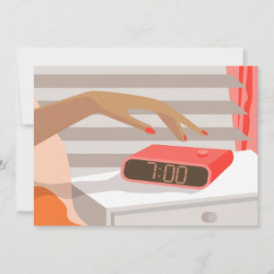 Invitación Mujeres presionando con la mano el botón de snooze