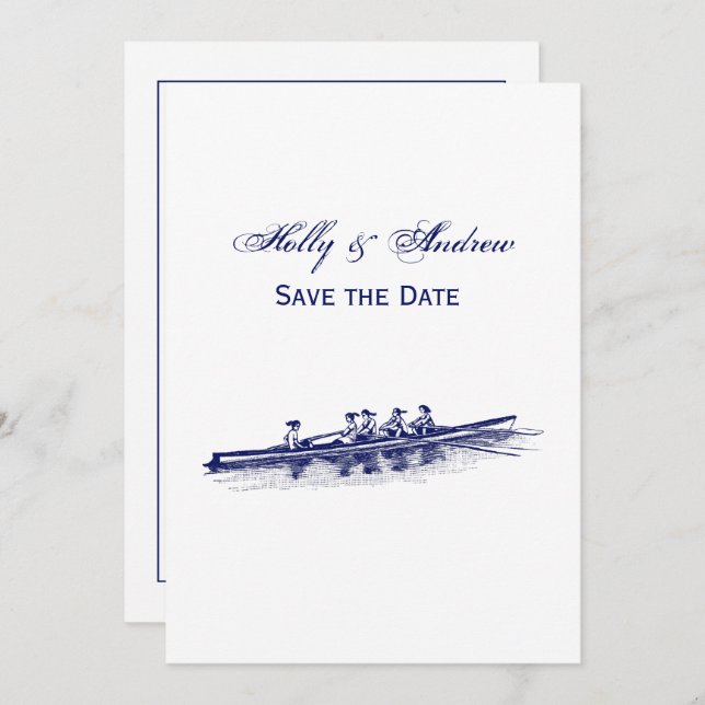 Invitación Mujeres Remo Rowers Equipo Deportes Náuticos Azul (Anverso / Reverso)