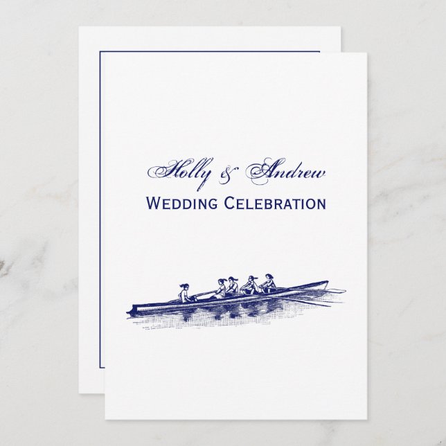 Invitación Mujeres Remo Rowers Equipo Deportes Náuticos Azul (Anverso / Reverso)