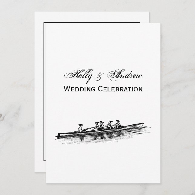 Invitación Mujeres Remo Rowers Equipo Deportes Negras (Anverso / Reverso)